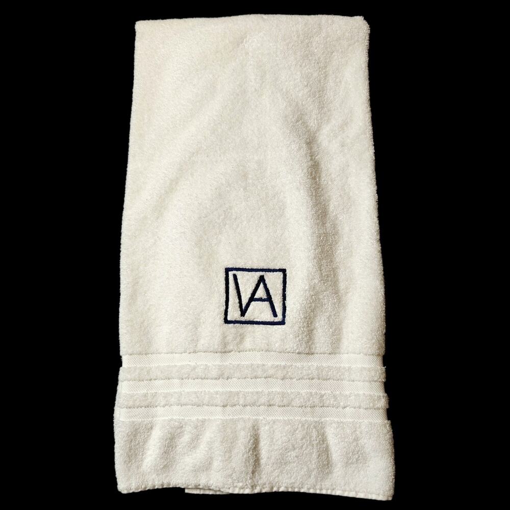 Ralph Lauren Bath Towel White Cotton 53" x 35" VA Monogram Vintage Made in USA